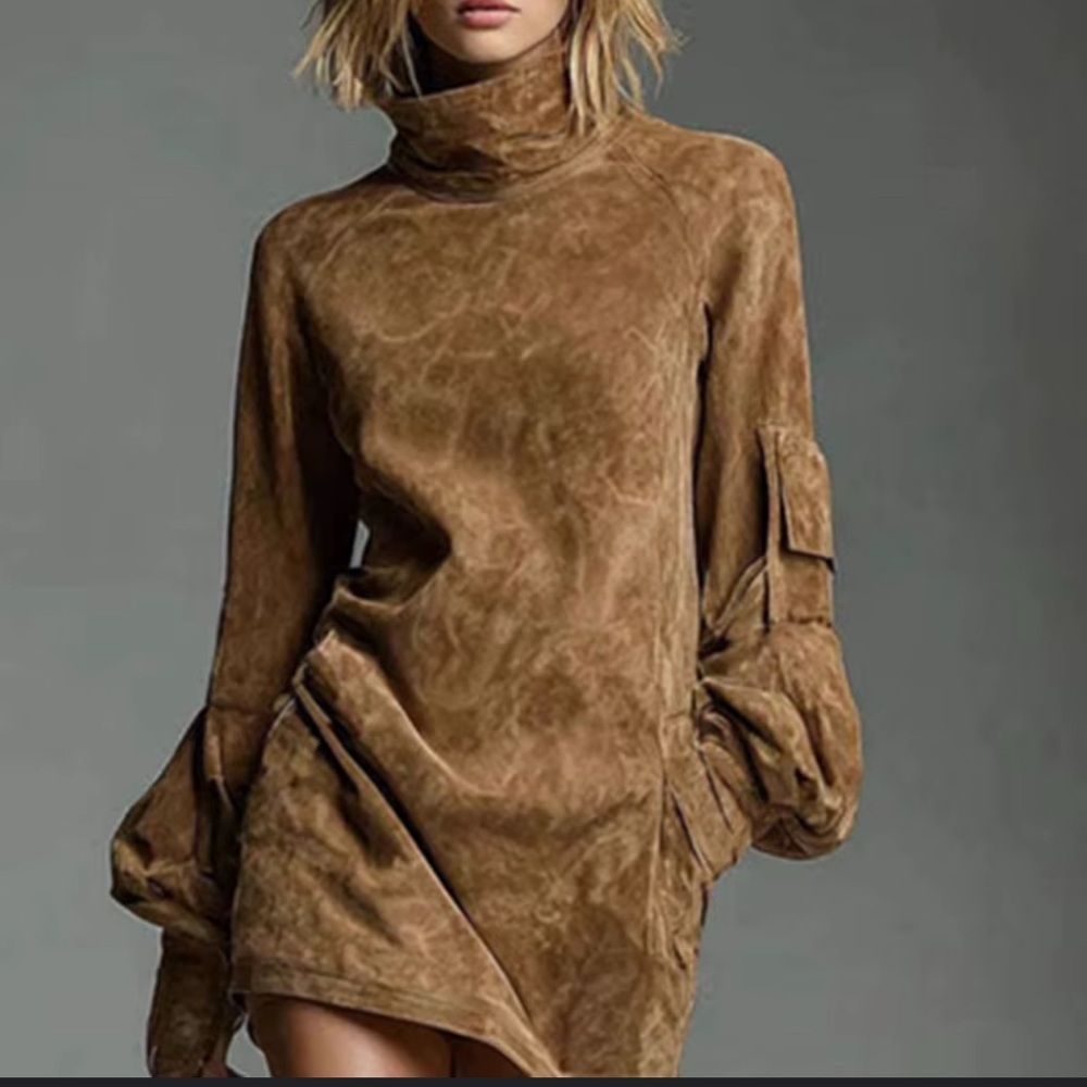 Chic Tan Long Sleeve Dress New w/o Tags